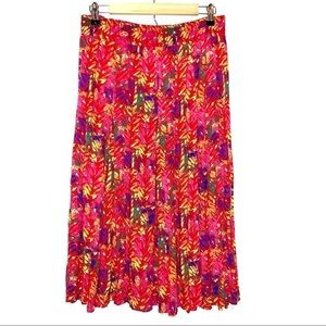 Carole Little Floral Pleated Midi Skirt Size 10